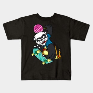 panda with skate board Kids T-Shirt